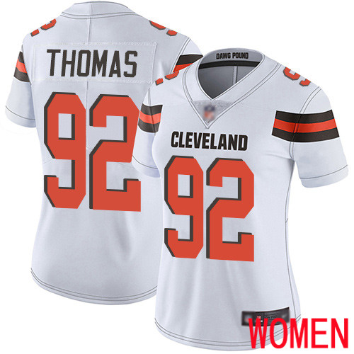 Cleveland Browns Chad Thomas Women White Limited Jersey 92 NFL Football Road Vapor Untouchable